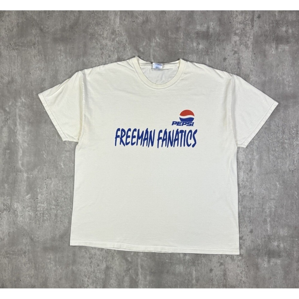 Vintage 90s Hanes Pepsi Cola Freeman Fanatics Promo T Shirt White 2XL